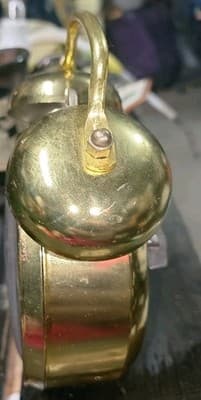 Vintage Gold Toned Ingraham Twin Bell Nightstand Alarm Clock - Thumbnail 3