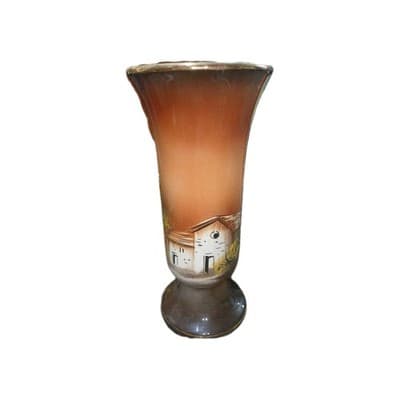 Antique Hand Painted In Portugal Porcelain Vase sign PV 1904 Country Scene - Thumbnail 2