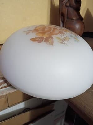 Vintage Milk Glass Floral Ceiling Light Shade 6" Fitter MCM Rose Mushroom - Thumbnail 9