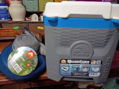 New Igloo Quantum 12 Qt Cooler & Ozark Trail 21pc Camping Table Setting Set Blue - Thumbnail 5