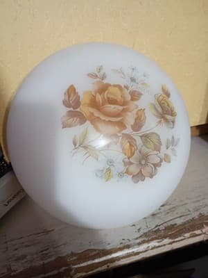 Vintage Milk Glass Floral Ceiling Light Shade 6" Fitter MCM Rose Mushroom - Thumbnail 3