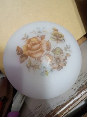Vintage Milk Glass Floral Ceiling Light Shade 6" Fitter MCM Rose Mushroom - Thumbnail 4