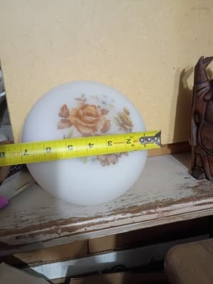 Vintage Milk Glass Floral Ceiling Light Shade 6" Fitter MCM Rose Mushroom - Thumbnail 2