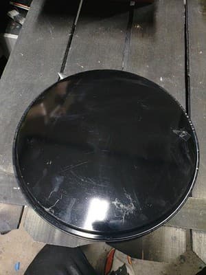 VINTAGE OKLAHOMA STATE ROUND BLACK METAL SOUVENIR SERVING TRAY PLATTER USA 11" - Thumbnail 2