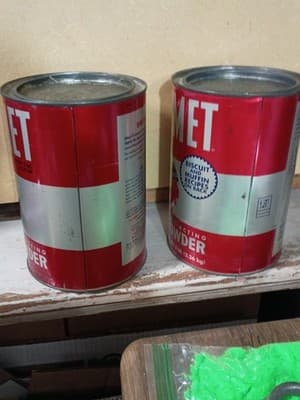 Set of 2 Vintage Calumet 5 lb Baking Powder Tins - Large 8" Cans - Design... - Thumbnail 3