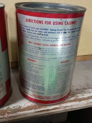 Set of 2 Vintage Calumet 5 lb Baking Powder Tins - Large 8" Cans - Design... - Thumbnail 5