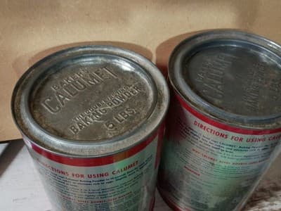 Set of 2 Vintage Calumet 5 lb Baking Powder Tins - Large 8" Cans - Design... - Thumbnail 4