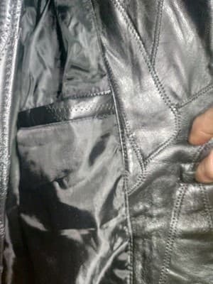 Vintage Navarre Black Patchwork Leather Trench Coat Men’s Medium 48" Long Matrix - Thumbnail 3