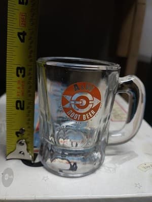 Mini Vintage A&W Rootbeer Small Glass Mugs Old Logo Mug 3" Shot Glass - Image 1