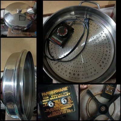 Vintage Farberware 344A Electric Skillet Stainless Steel w/ Lid Rack & Cord USA - Image 1