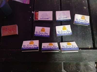 9 Vintage Unstruck Matchboxes: The Seven Seas Mandan ND & Top of the Rock MN... - Image 1