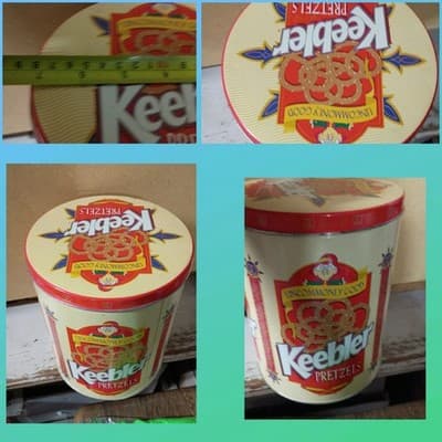 Vintage Keebler Pretzel Tin - Ernie the Elf "Uncommonly Good" - Large 8" Can - Image 1