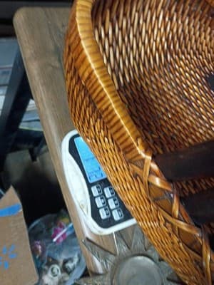 Vintage Large Woven Gathering Basket Triple Bentwood Handle God's Eye 18 - Thumbnail 7