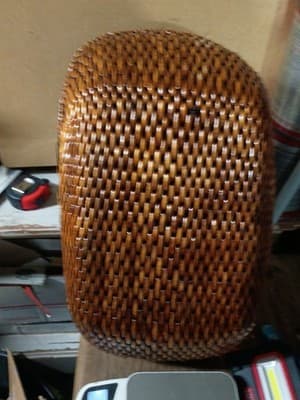 Vintage Large Woven Gathering Basket Triple Bentwood Handle God's Eye 18 - Thumbnail 3