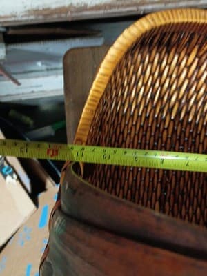 Vintage Large Woven Gathering Basket Triple Bentwood Handle God's Eye 18 - Thumbnail 6