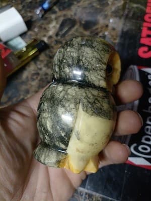 Vintage Alabaster Carced Tuxedo Owl Paperweight Made In Italy 4in - Thumbnail 4