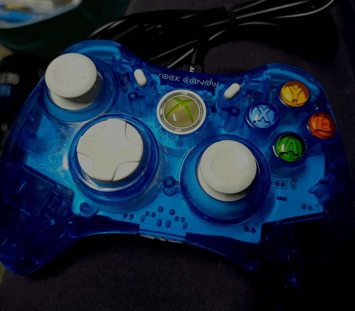 Rock Candy Wired Controller Xbox 360 Blueberry Boom + Breakaway Dongle (TESTED) - Image 1
