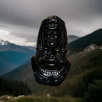 Vintage 1970s Large Ceramic Cleopatra Statue Black 11” by Duncan Enterprise - Image 1