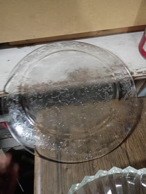 Vintage Federal Glass Poinsettia Clear 13" Platter Chop Plate Depression Glass - Thumbnail 3