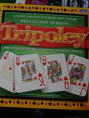Tripoley Deluxe Mat Version Board Game of Rummy Hearts & Poker Family Cadaco - Image 1