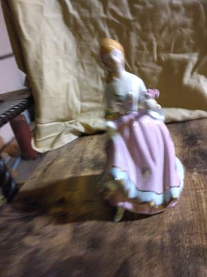 Porcelian Victorian Lady Figurine Pink Dress Gold Trim 8” H, Beautiful Gift! - Image 1