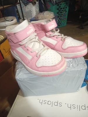 Childs Size 2 Pre-owned Floral Boutique Pink Puma's - Image 1