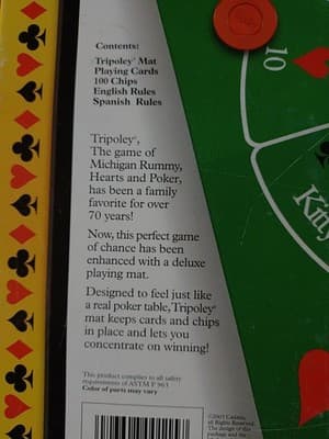 Tripoley Deluxe Mat Version Board Game of Rummy Hearts & Poker Family Cadaco - Thumbnail 4