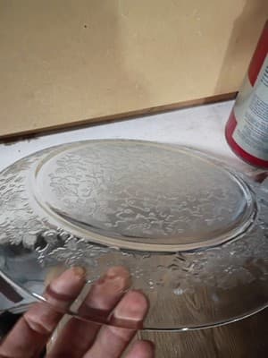 Vintage Federal Glass Poinsettia Clear 13" Platter Chop Plate Depression Glass - Thumbnail 4