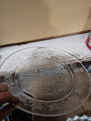 Vintage Federal Glass Poinsettia Clear 13" Platter Chop Plate Depression Glass - Thumbnail 2