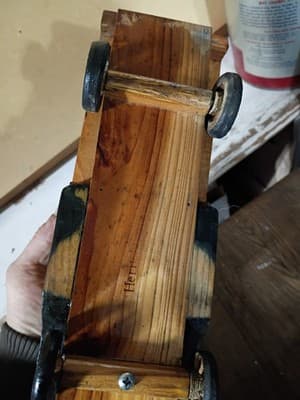 Vintage Handmade Wooden Stake Bed Truck 11" - Mid Century Folk Art Toy Decor - Thumbnail 5