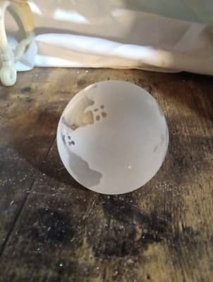 Glass Earth Globe World Etched Crystal Heavy Paper Weight - Thumbnail 2
