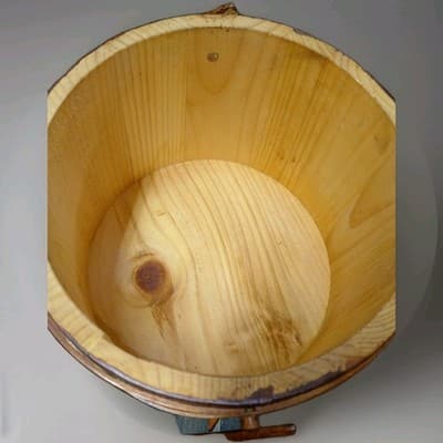 Antique Firkin Bucket Wooden Paint Decorated Hand Made 7.5" X 8" Original - Thumbnail 6