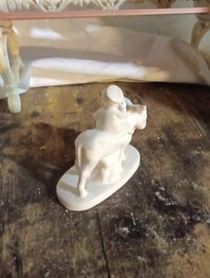 Vintage Goebel White Bisque Porcelain Angel Baby Jesus Donkey Manger Figurine B - Thumbnail 3