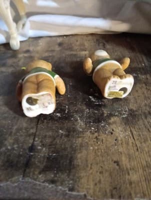 2 Lucy & Me Bears Green Shirt Enesco Lucy Rigg 1982 - Thumbnail 3