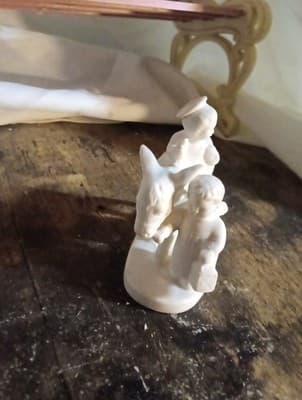 Vintage Goebel White Bisque Porcelain Angel Baby Jesus Donkey Manger Figurine B - Image 1