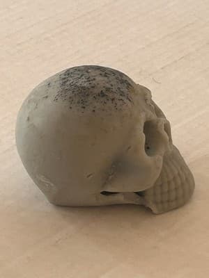 Decorative Skull Figurine Gothic Gray Small Cement Plaster Home Decor Tabletop - Thumbnail 4