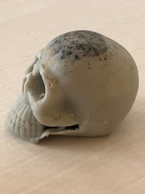 Decorative Skull Figurine Gothic Gray Small Cement Plaster Home Decor Tabletop - Thumbnail 2
