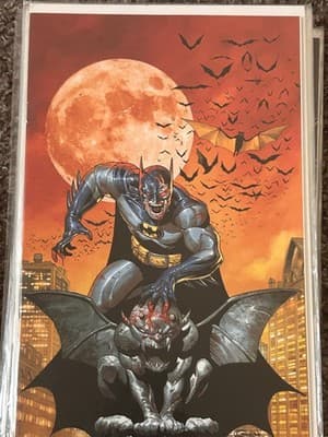Batman DCeased #1 Virgin Bloodied Moon Bats Orange Gothic Art Cover - Image 1