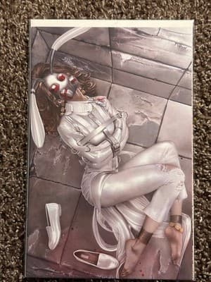 Graphic Art Print Woman Straitjacket Masked Illustration Dark Fantasy Poster - Image 1