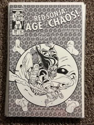 Dynamite Red Sonja Age of Chaos #1 Comic Erik Burnham Jonathan Lau B&W 25th - Image 1