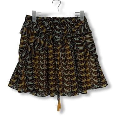 Scotch & Soda Mini Skirt Women’s XS Rust Black Gold Ruffled Tassel Cotton W217 - Image 1
