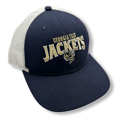 Georgia Tech Yellow Jackets Black White Mesh Adjustable Baseball Cap Hat H4 - Thumbnail 3