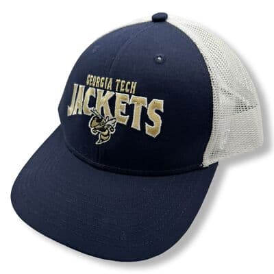 Georgia Tech Yellow Jackets Black White Mesh Adjustable Baseball Cap Hat H4 - Image 1