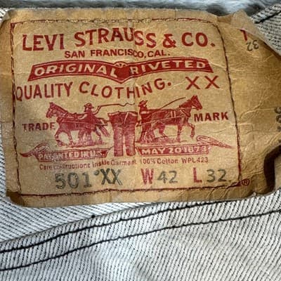 VTG Levis 501 Jeans Mens 42x32 Gray Straight Leg Button Fly Denim Classic Style - Thumbnail 5