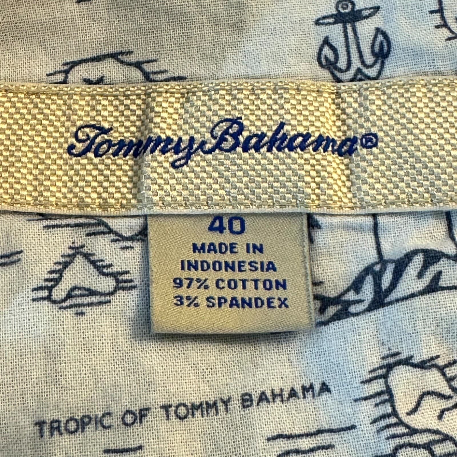 Tommy Bahama Mens Chino Shorts 40 Blue Leaf Print Mid-Rise Flat Front - Thumbnail 4