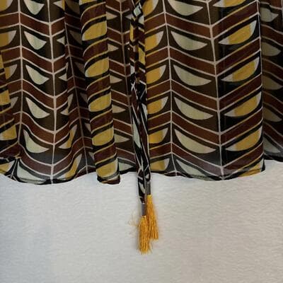 Scotch & Soda Mini Skirt Women’s XS Rust Black Gold Ruffled Tassel Cotton W217 - Thumbnail 4