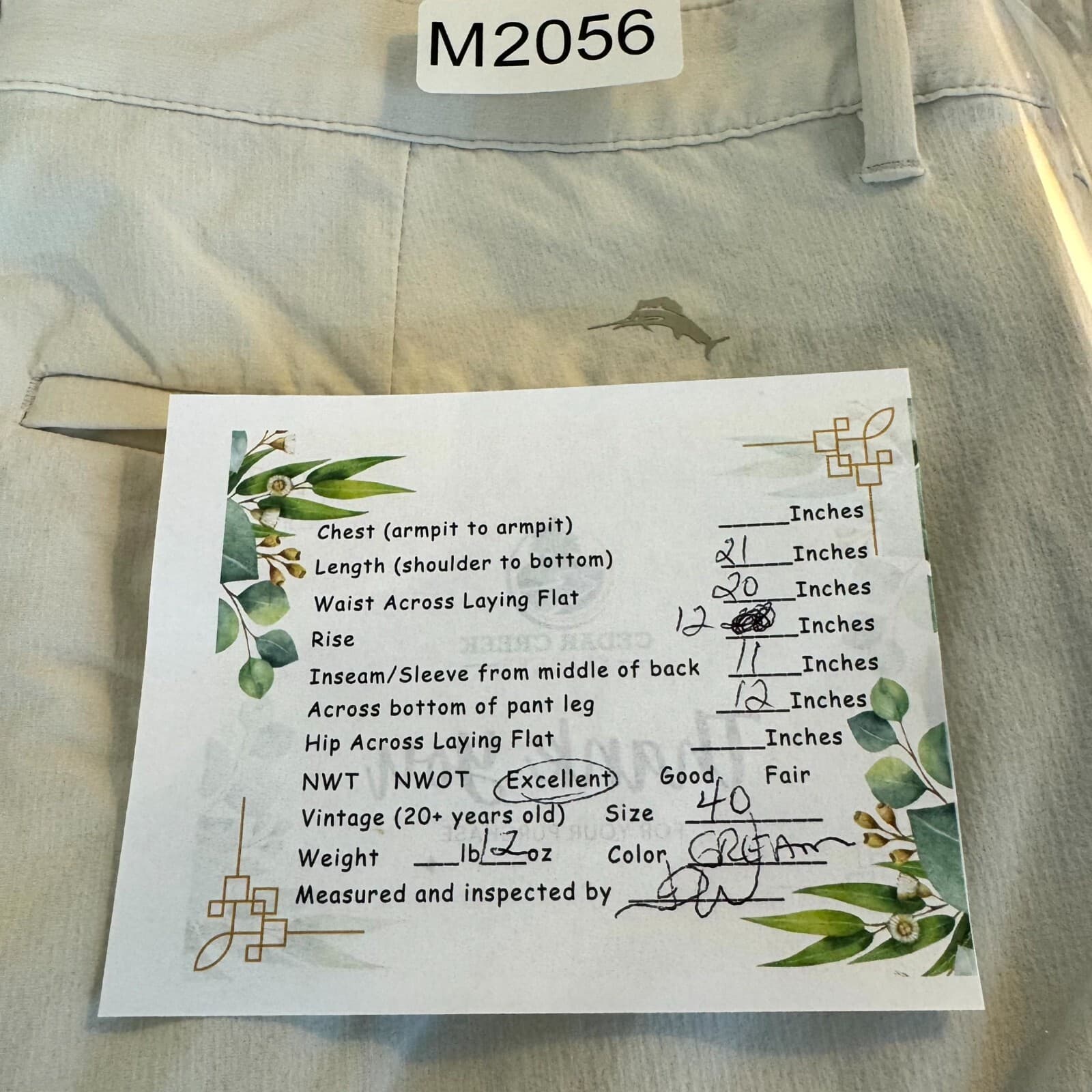 Tommy Bahama Mens Chino Shorts 40 Cream Nylon Stretch Mid-Rise Flat Front - Thumbnail 7