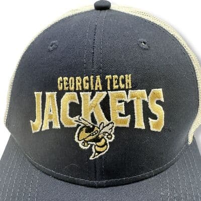 Georgia Tech Yellow Jackets Black White Mesh Adjustable Baseball Cap Hat H4 - Thumbnail 4