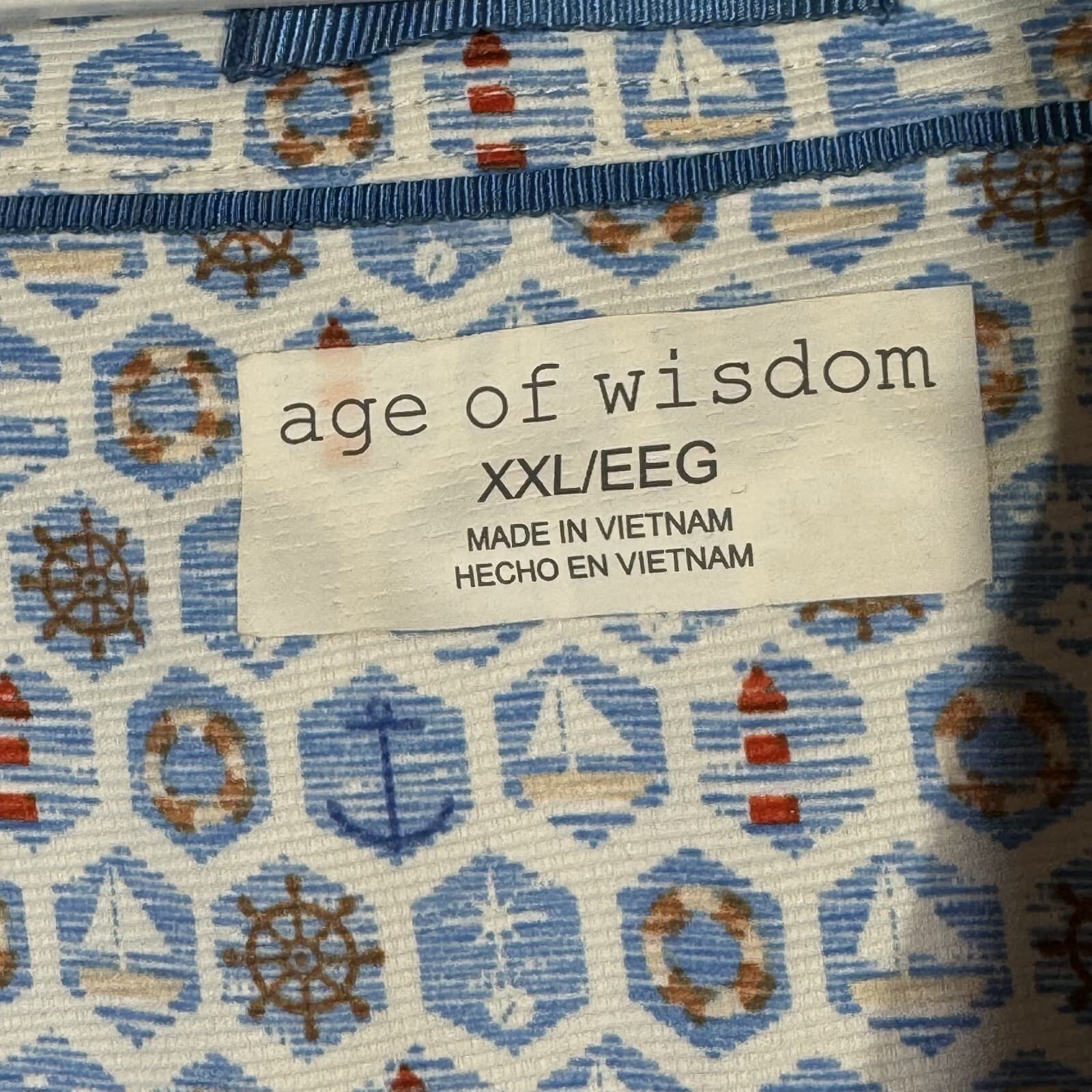 Age of Wisdom Shirt Men’s 2XL Blue Short‑Sleeve Button‑Up 100% Polyester M232 - Thumbnail 7