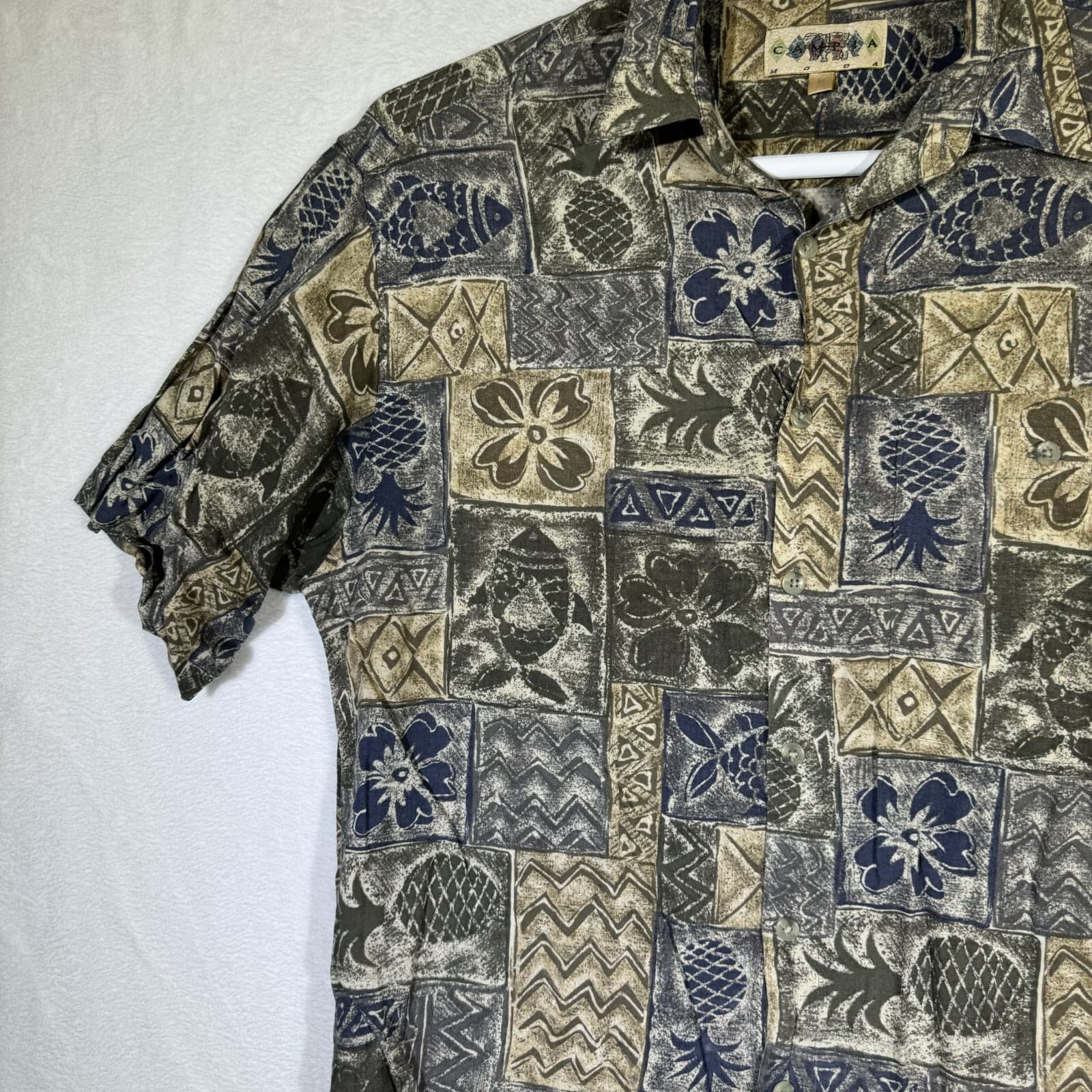 Campia Moda Shirt Mens M Multicolor Tropical Rayon Hawaiian Button‑Up Short M222 - Thumbnail 4